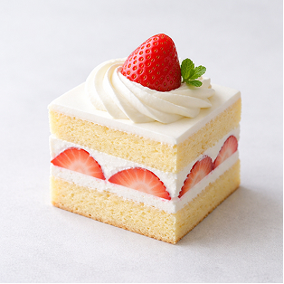 苺がのったショートケーキの画像