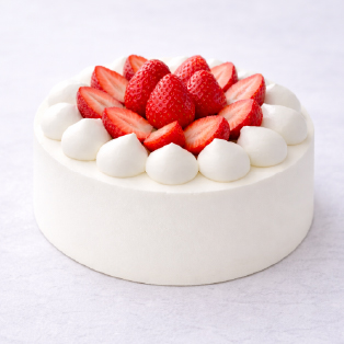 苺のホールケーキの画像